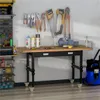 59 "Garage Arbetsbänk med låda och hjul, höjdjusterbara ben, bambu bordsskiva Workstation Tool Table