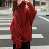 Maglioni femminili maglione rosso femminile curiosini inverno autunno inverno di colore a livello sciolto arrivare pullover a maglia y2k versatile casual versatile