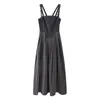 Party Dresses Boho Inspired Pleated Bustier Dress Rands Sleevless Streetwear Women Maxi Black