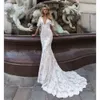 Sirena con nuovi abiti da moda personalizzati Cape V Neck Lace Applique abiti da sposa Sweep Abito da sposa Vestidos de noni Estidos