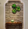 Dekorative Figuren Hintergrund Wandhänge simuliertes Pflanzendekoration Sukkulente Topf Holz Bilderrahmen Hauszubehör