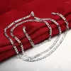 Цепи Красивая мода Элегантная Серебряная Цвета Шарм 4 мм Женская леди красивое цепное ожерелье ювелирные изделия