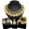 Nigerian Women Wedding Necklace Jewelry Set Two Tone Plating 24K Brazilian Gold Plated Style For Festive Banquet Occasions SYHOL 240425