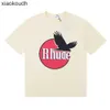 RHUDE High End Designer Roupos para Moda Micro Black Pigeon Printing Tshirt de manga curta para homens e mulheres High Street Loose Halva com 1: 1 Tag original