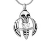 NIEUW Z793 SILVERE HOLD CRYaltal Wing Skeleton Stainless Steel Memorial Urn ketting voor Ashes Mens Keepsake Cremation Sieraden Pen4056459