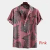 メンズカジュアルシャツ2024ハワイアンシャツプリント半袖ラペルリゾートストリートウェアボタンアップ大きなサイズ