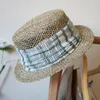 Breda brim hattar mode kort båt hatt havsgräs sommar för kvinnor solstrån platt toppband strandfest