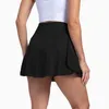Skirts Skorts 2-in-1 Solid Sovraping Scale da tennis con pantaloncini in alto in alto tasca interna da yoga pantaloncini da donna Activewear Dropshipping D240508