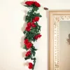 Fiori decorativi ghirlande da 95 cm rosa rosa artificiali fiori di seta ghirlanda pianta finta vite autunno per matrimoni decorazioni per la casa decorazione natale arco