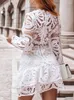 Work Dresses Sets Outifits 2024 Lantern Sleeve Lace Top & Layered Ruffles Embroidery Skirt Set Of Two Fashion Casual Pieces For Women Female