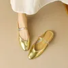 Slippers Krazing Pot Cow Cuir Round Toe Plat avec bureau de datation Lady Mules d'été Slip on Solid Women Beauty à l'extérieur