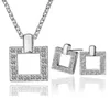 18K Platinum plaquée Fashion Femmes Square Bijoux Sells Autrichis Colliers de pendentif en cristal autrichien Boucles d'oreilles pour femmes9866564