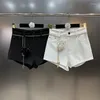 Kvinnors shorts Fashion Metal Chain 3D Flower A-Line 2024 Summer Trendy High midjeknapp Kort byxor Kvinna 33A1301