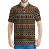 Polos da uomo Ethnic Tribal Graphic Polo Shirt for Men Summer Street Vinatge 3D Camicie stampate Tops