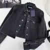 Tvådelad kläddesigner 24 Early Spring Casual Lapel kort skjorta+bältesspänne veckad halva kjolen denim Set 3Z0p