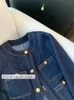 Lente winter vintage stijl casual blauw elegante denim jas vrouwen mode luxe single breatsed losse jean jas top 240423