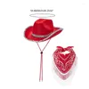 Berets Schal Paillettenkrempe Cowgirl Hat Bandana für Musikfestival Qualled With With