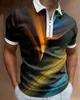 Polos masculinos gradiente de arco -íris camisa pólo xadrez 3D verão q240508