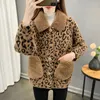 Magliette da donna imitazione inverno imitazione inverno in velluto cardigan da donna stampato leopardo maglione in lavo