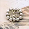 Pins Spettame semplice designer ouble lettera geometrica gigante in bronzo collare per spillo maschile maschile da donna cristallo rhinestone pisello othk9