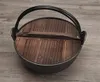 gietijzeren pan met houten deksel en handvat verdikte niet -stokpan Japanse traditionele oude dikke ijzeren pot soeppot L25 H8 5 cm 3131931