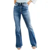 Jeans pour femmes Spring bleu clair et automne vintage haute taille montrant un pantalon de la jambe large européenne américaine lâche