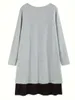 Plus size jurken Colorblock geribbelde jurk Casual Crew Neck Dames voor lange mouwen dameskleding