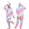 Świnie Ochody dla dorosłych zwierząt jednorożec Kigurumi piżama śpiączka kobiety mężczyźni zimowi unisex lion pandę kostiumów dzieci flanelowe piżamy 240507