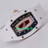 RM Luxury Uhren Mechanische Uhren Mills RM0701 Weißer Keramikgehäuse hohles Zifferblatt mit Diamond Red Lippen Damen Watch Automatic Machinery Swiss berühmte Uhr STMC