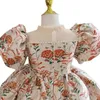 Taufkleider 2023 spanisches Mädchen Royal Dress Childrens Geburtstag Baptist Elegante Blumenfrosch Boutique Party Weste Q240507