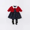 Mädchenkleider Dave Bella Herbst Baby Mädchen süße Bogen Embryo Pullover Kindermody Party Kleidung Kinder Lolita Clothingl240508