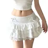 Signe White Mini Short Short Skir Skirt Abbigliamento Abbigliamento carino Core giapponese Style 2000 Y2K Kawaii Fairycore carinoore