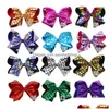 Clips de cabello Barrettes de 8 pulgadas Bows Bows Bow Baby Baby Girl Big Garm Big Rainbow Colorf Design Children Accesorios de moda para Drop de DHN4S