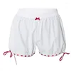 Dames shorts pixiekiki kanten trim boog elastische taille baggy zomer y2k kleding casual witte meisjes kawaii mode p85-bg12