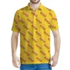 Men's Polos Cartoon Sandwich Dog Polo Graphic Polo Camisa Men verão 3D Camisetas de alimentos impressos Camisetas