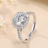 Charming D Color Moissanite Ring Jewelry 925 Sterling Silver Pass Test 1CT 2CT Flasing Moissanite Diamond Ring for Girls Women Nice Gift Size 5-10