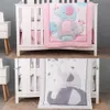 Threepiece Baby Beding Set Set милый мультфильм -слоны тема Криб Комплект Высококачественные листы нельзя спящий подарок 240418