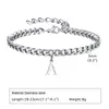 Bracciale iniziale di maschile A-Z a catena Bracciale a catena cubana in acciaio inossidabile argento con 26 lettere J240508