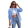 designer jacket women Hole Sleeves Trend women Clothing Autumn Winter Fashion Classic Retro Denim Jacket Ripped Large long-sleeved casual lapel top Size S-2XL