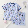 Pyjamas New Childrens Pure Cotton Home Clothing Baby Unterwäsche 2-teiliger süßes Pyjama-Set für Jungen und Mädchen Cartoon Full Print Top+Pantsl2405