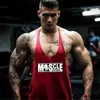 Herrtankstoppar muskel killar märke tunna remmar stringer mens gym tank tops män väst bomullsträning underskott kroppsbyggande kläder t240508