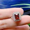 Cluster Rings S925 Sterling Silver Natural Garnet Ring Main Stone Color Super Good Fire Quality Jewelry Wedding