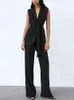 Women's Jumpsuits Rompers ZBZA Womens Elegant Sleless Vest High Waisted Drapey Trousers Set With Belt Fashion Dress Vests Comter Womenswear d240507