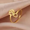 Wedding Rings Skyrim Lovely Dog P voet afdrukken Love Heart Ring For Women Girls Roestvrij staal verstelbare ring 2024 Trendy sieraden Liefhebber cadeau