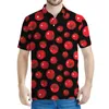 Polos pour hommes Polo graphique rouge graphique Men 3D Carton de dessin animé Tee-shirts T-shirt décontracté T-shirt Revers surdimensionné surdimensionné