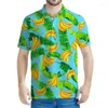 Herrpolos tropisk banan 3D tryckt poloskjorta för män sommar gata kort ärm lapel tees hawaiian frukt mönster t-shirt toppar