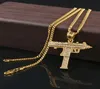 Mens hiphop smycken full cz diamantpistol submachine pistol hiphophänge halsband med 3mm 24 -tum kedja hel8305164