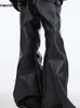 Mauroicardi outono legal e bonito Long preto fosco de couro largo de couro largo para homens para homens altas cintura emo roupas de grife de luxo 240424