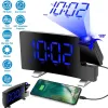 Horloges LED Digital Projection Allocs Alarms USB Charging Projecteur ALARME DIGITAL ALARME AVEC FM RADIO POUR LA CHAMP DE CHE CHECHE DÉCOR