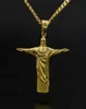 Hip Hop Cuba Chain 18K Gold plaqué CZ entièrement Icedout Rio de Janeiro Jésus en acier inoxydable Collier pour hommes bijoux de mode 2691510